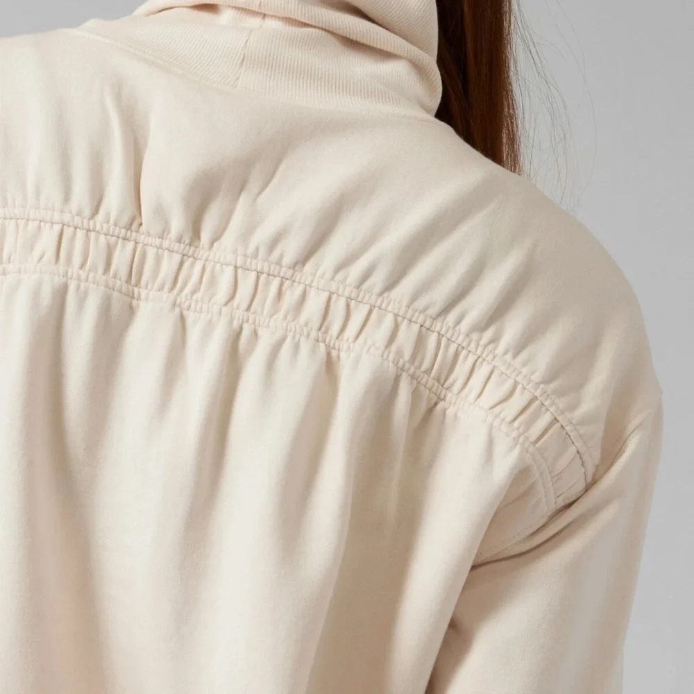 Athleta Balance Cinch Turtleneck Sweatshirt Women’s XXS Chantilly Cream Pockets - Picture 4 of 12